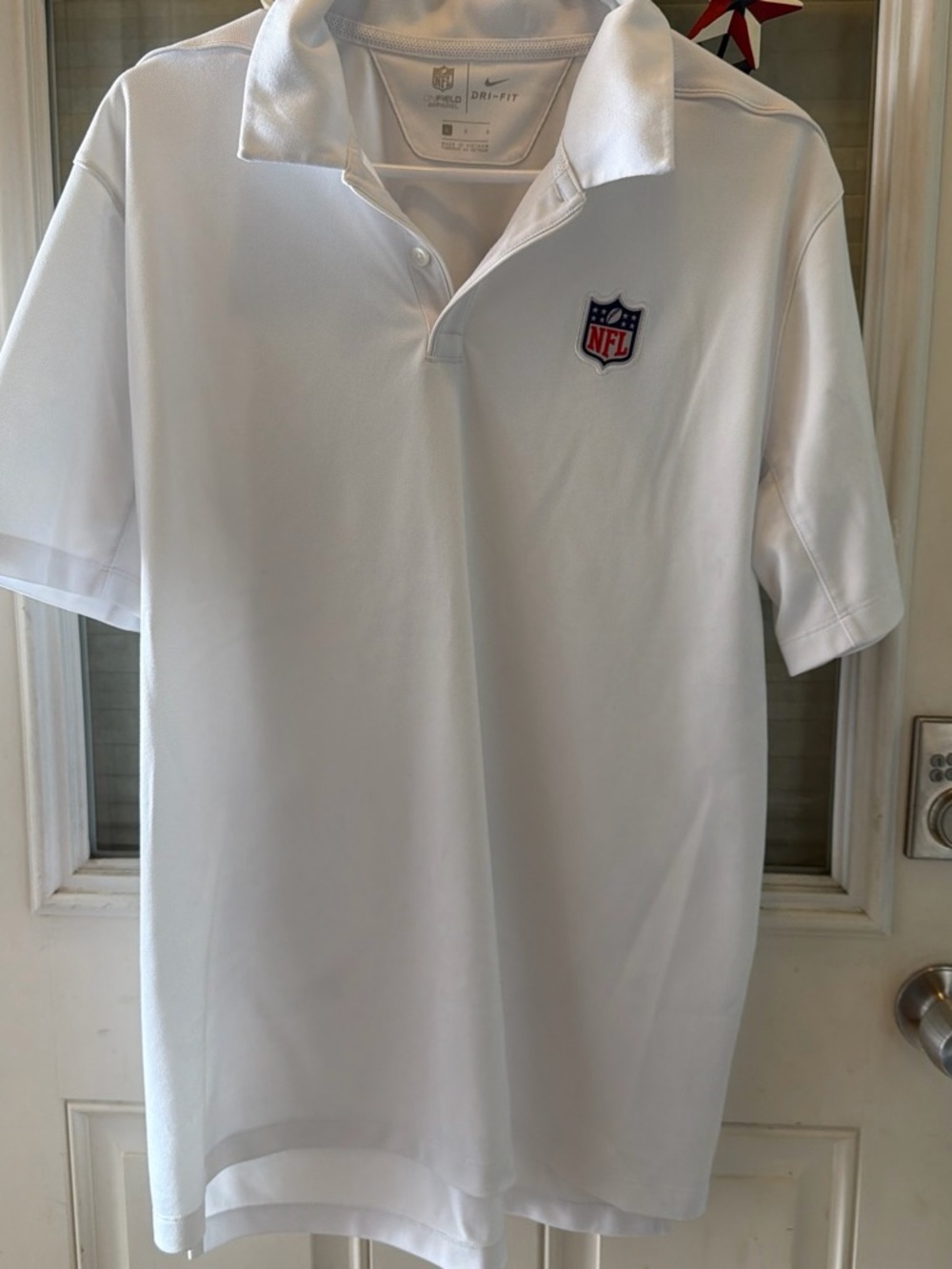 NFL White Men’s Polo with Shield Logo
